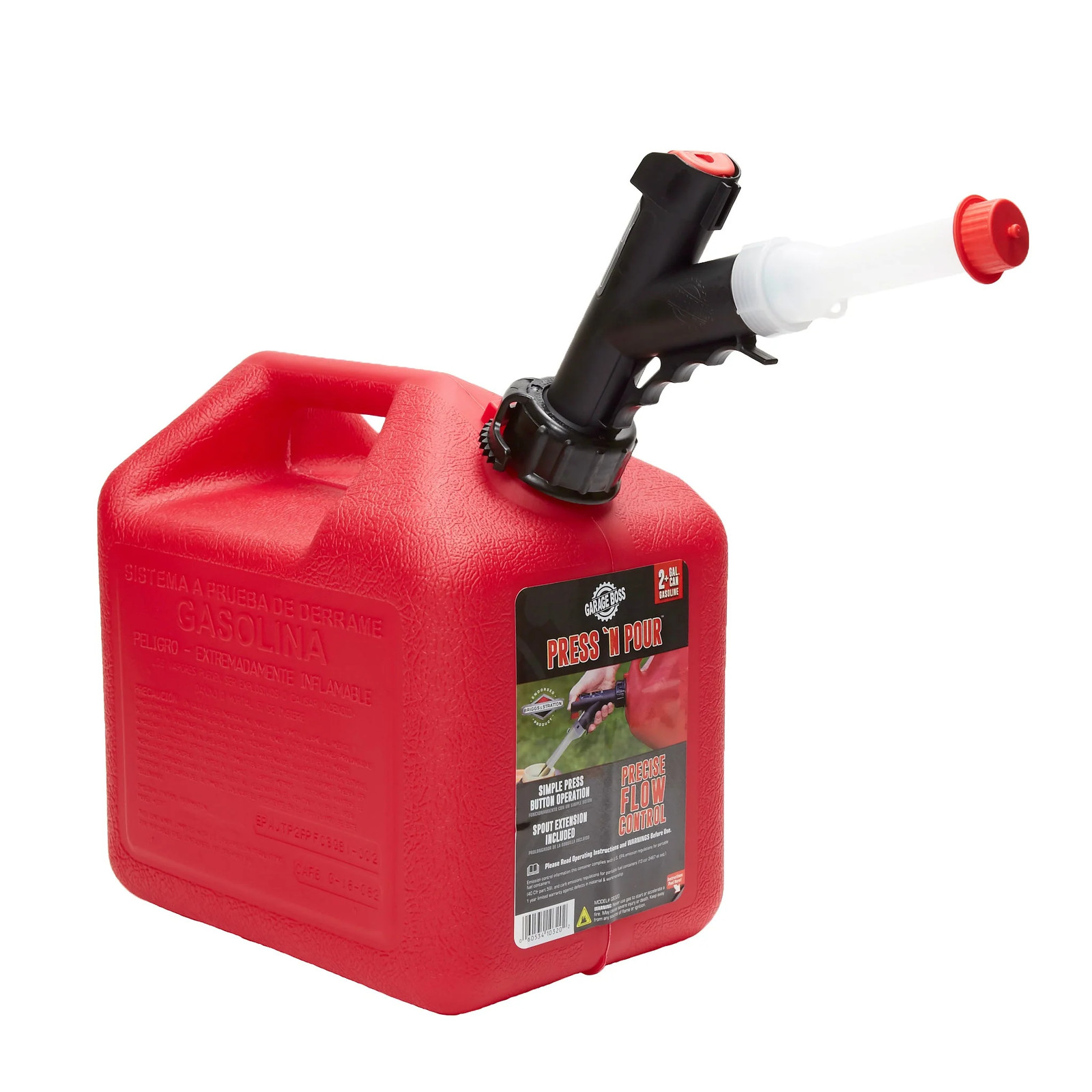 Briggs & Stratton 2+ Gallon Garageboss Press 'N Pour Gas Can | GB320 Red Fuel Briggs & Stratton 2+ Gallon Garageboss Press 'N Pour Gas Can | GB320 Red Fuel