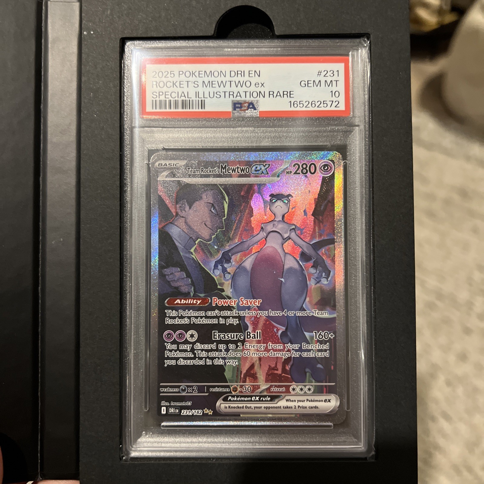 Pokémon TCG Destined Rivals Team Rocket’s Mewtwo ex 231/182 SIR PSA 10