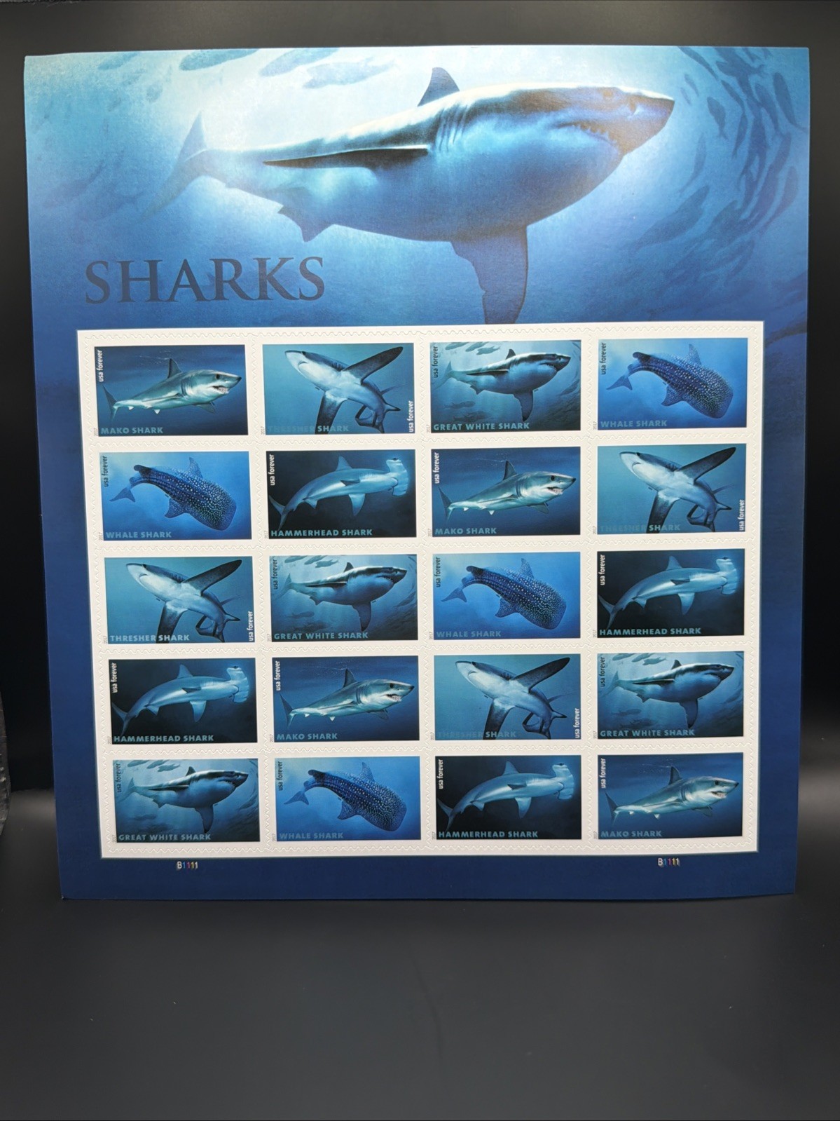 2017 USPS Sharks Forever Stamp Sheet of 20 Collectible Stamps 2017 USPS Sharks Forever Stamp Sheet of 20 Collectible Stamps