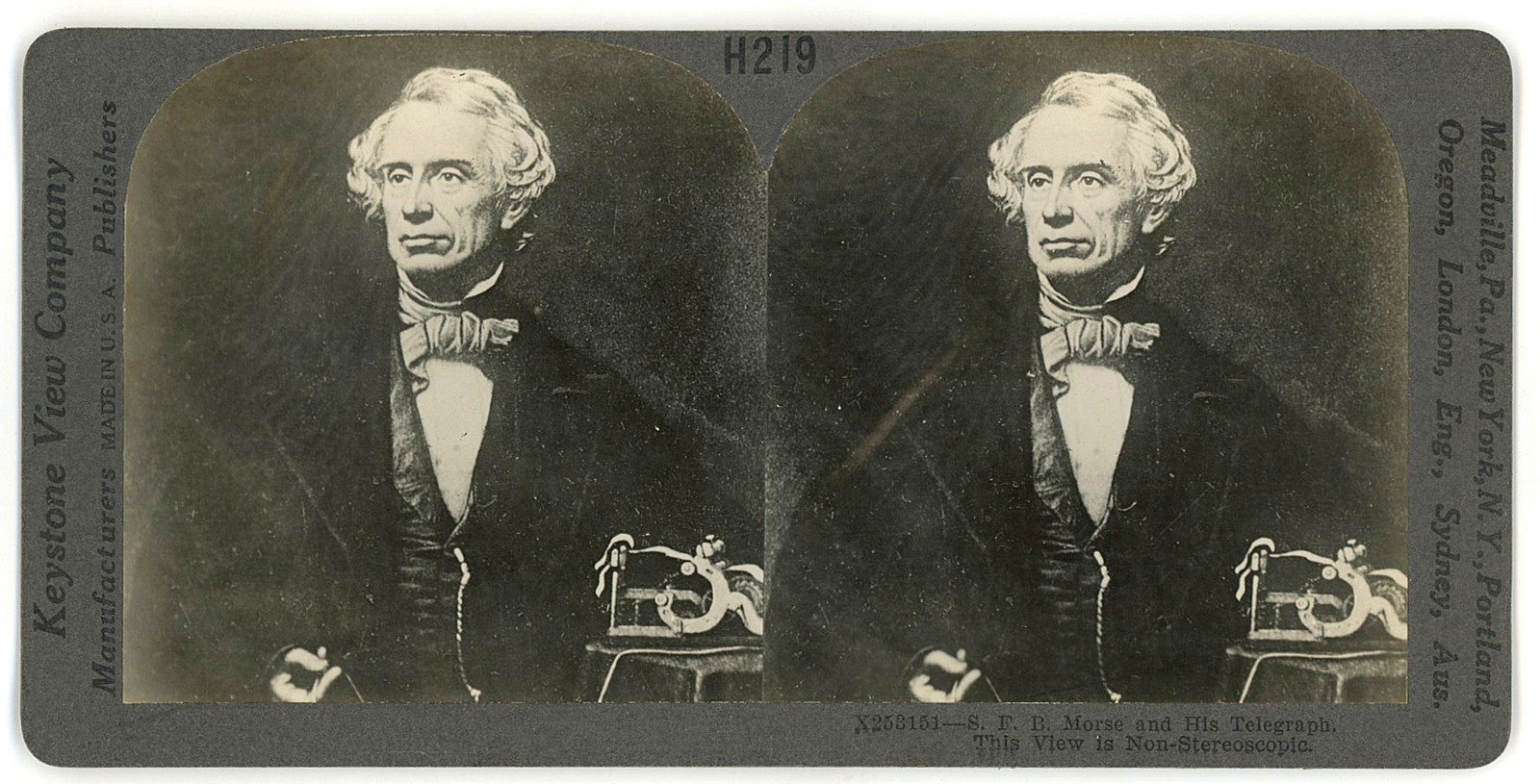 PERSONALITY STEREOVIEW - Samuel B. Morse - Keystone "H" Series 1920s PERSONALITY STEREOVIEW - Samuel B. Morse - Keystone "H" Series 1920s