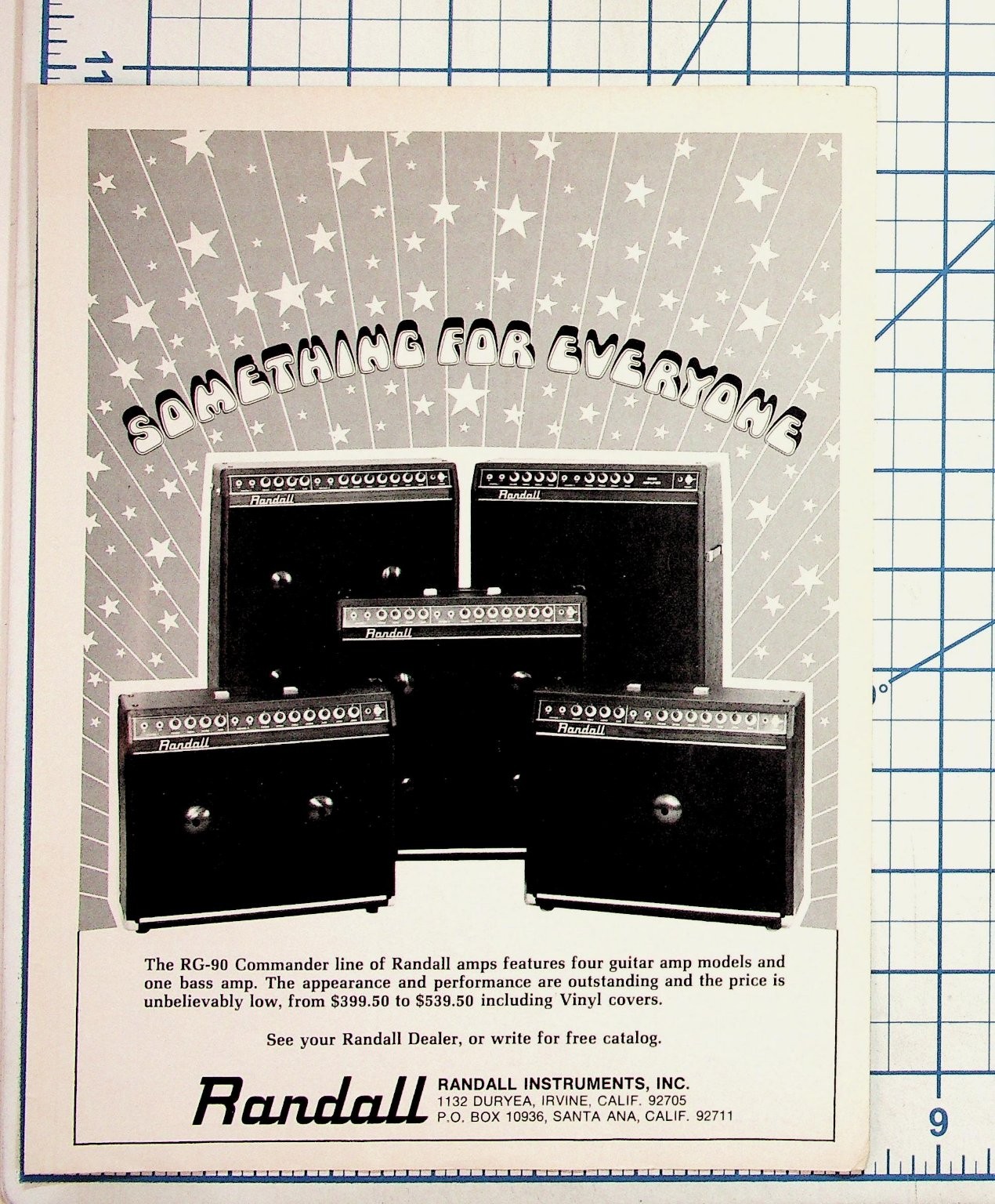 Vintage Randall Amps RG-90 Commander Guitar Bass Amplifier Magazine Ad Vintage Randall Amps RG-90 Commander Guitar Bass Amplifier Magazine Ad
