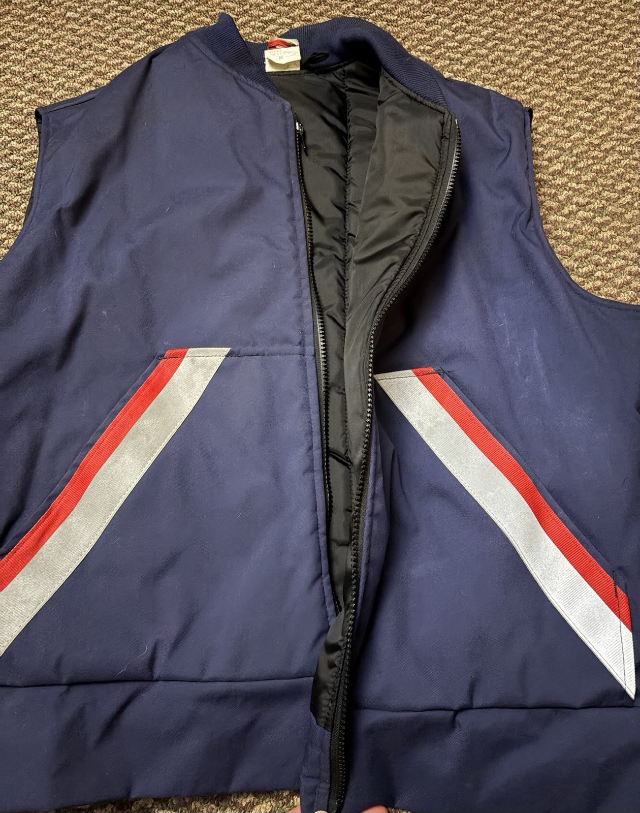 Insulated Vintage Postal Vest Reflective Navy Men’s M USPS Style, Mail Carrier