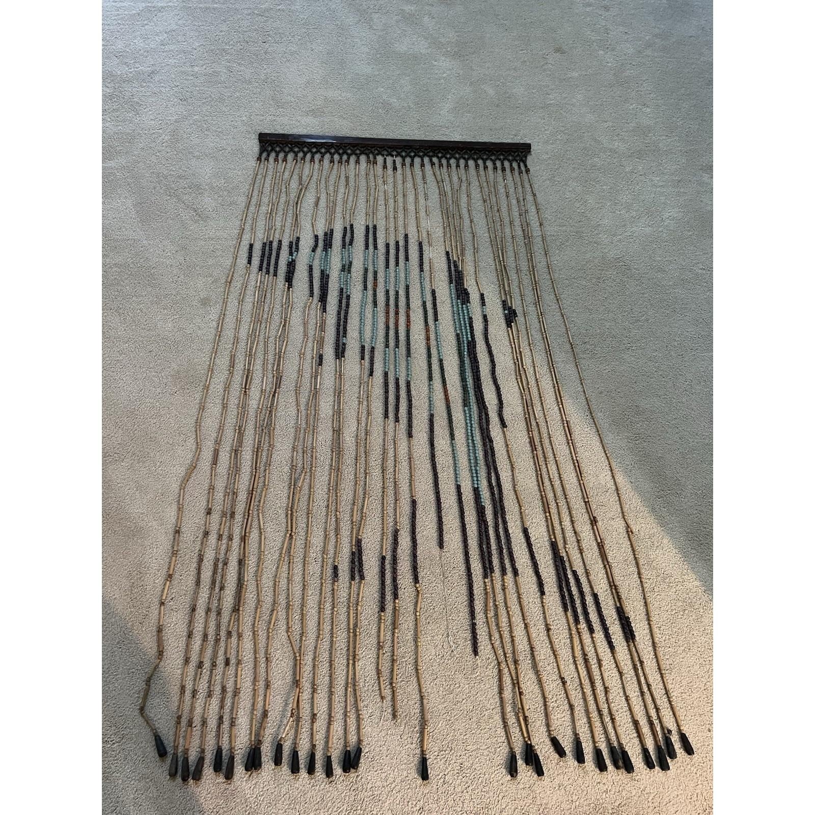 Vintage 1970s Bamboo Beaded Curtain Macrame Boho 36x72" Dolphin - See photos Vintage 1970s Bamboo Beaded Curtain Macrame Boho 36x72" Dolphin - See photos