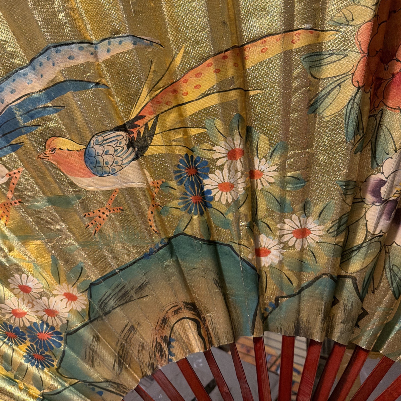 VINTAGE  60 inches by 30 inches FOLDING HAND FAN