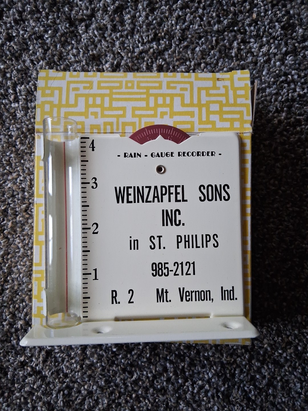 Vintage Morco Metal Steel Rain Gauge Recorder Promo Weinzapfel's St. Phillips Vintage Morco Metal Steel Rain Gauge Recorder Promo Weinzapfel's St. Phillips