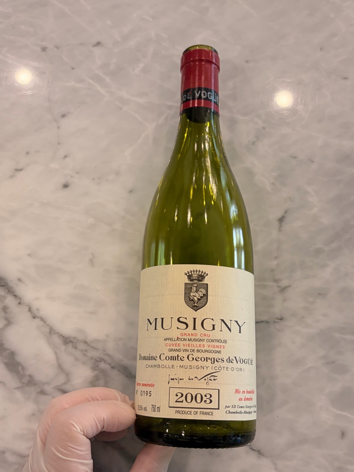 EMPTY 2003 Comte de Vogue Musigny Vieilles Vignes Grand Cru Wine Bottle 750ml EMPTY 2003 Comte de Vogue Musigny Vieilles Vignes Grand Cru Wine Bottle 750ml