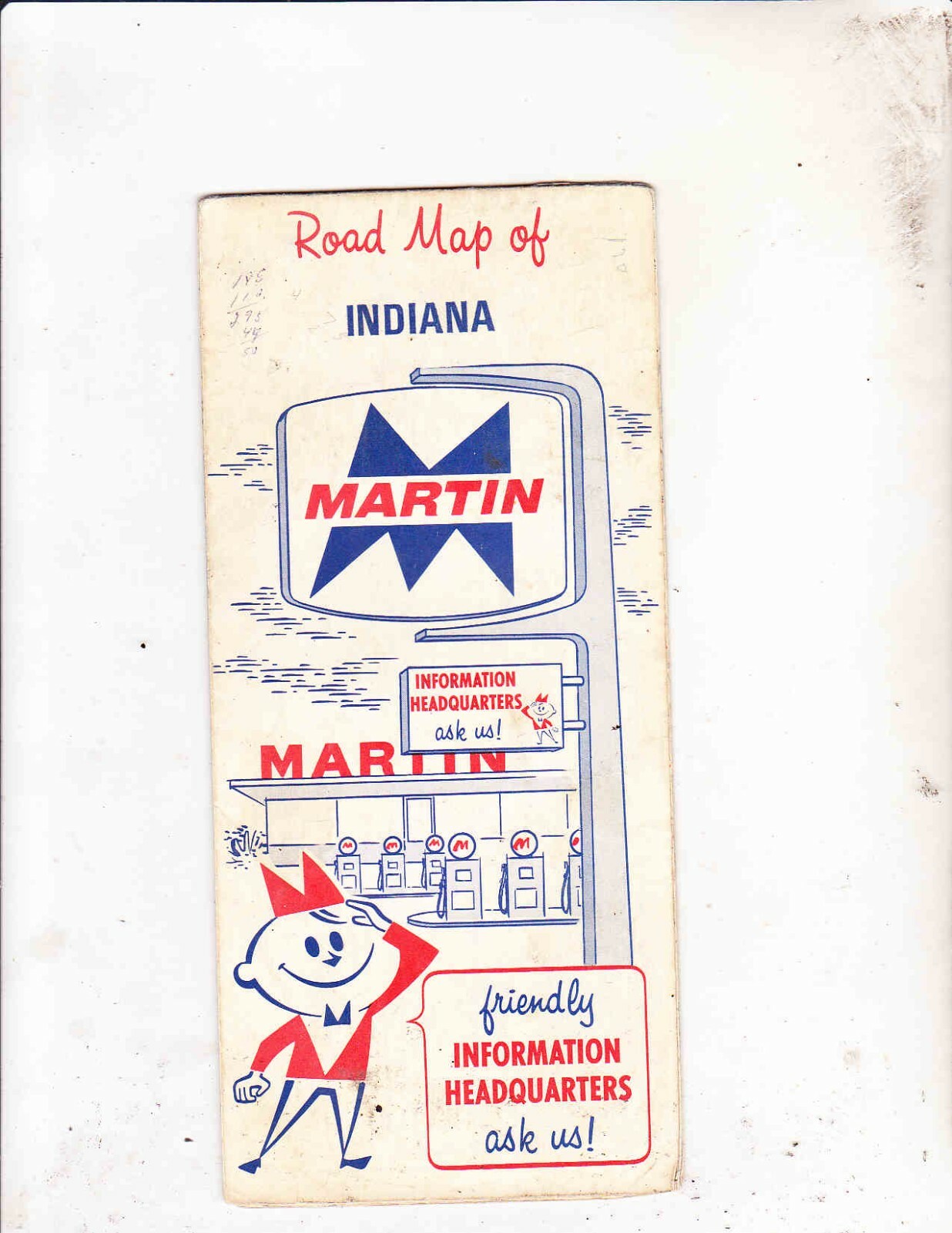 VINTAGE MAP ----1971 INDIANA MAP-----MARTIN OIL VINTAGE MAP ----1971 INDIANA MAP-----MARTIN OIL