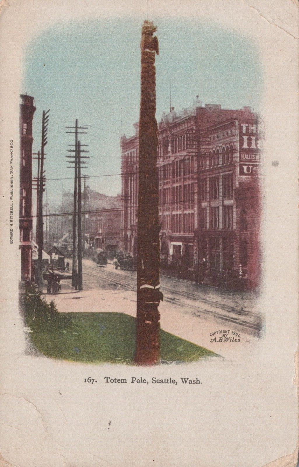 Totem pol On Sattle Street Washington Posted Vintage Undivided Back Post Card