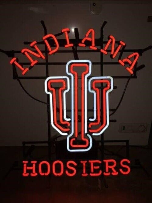 US STOCK Indiana H-oosiers Neon Light Sign Bar Pub Cave Garage Glass Decor 24"