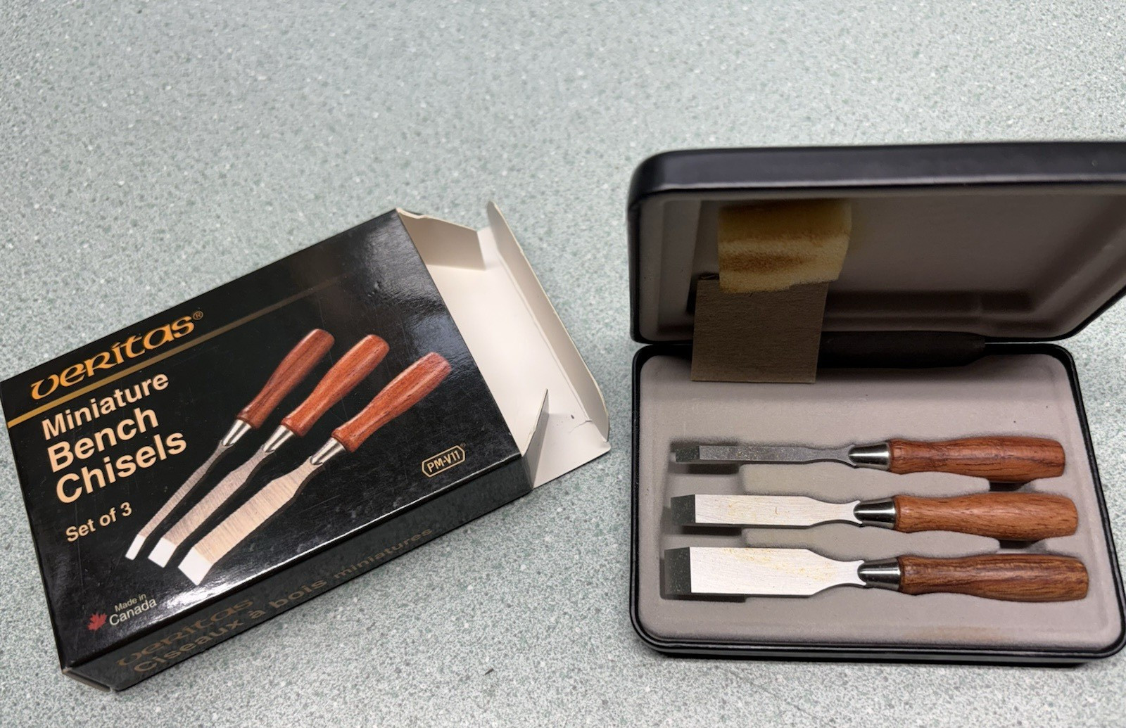 Veritas Miniature CHISEL SET NOS New in original box 3 piece 1/8" 1/4" 3/8" mint Veritas Miniature CHISEL SET NOS New in original box 3 piece 1/8" 1/4" 3/8" mint