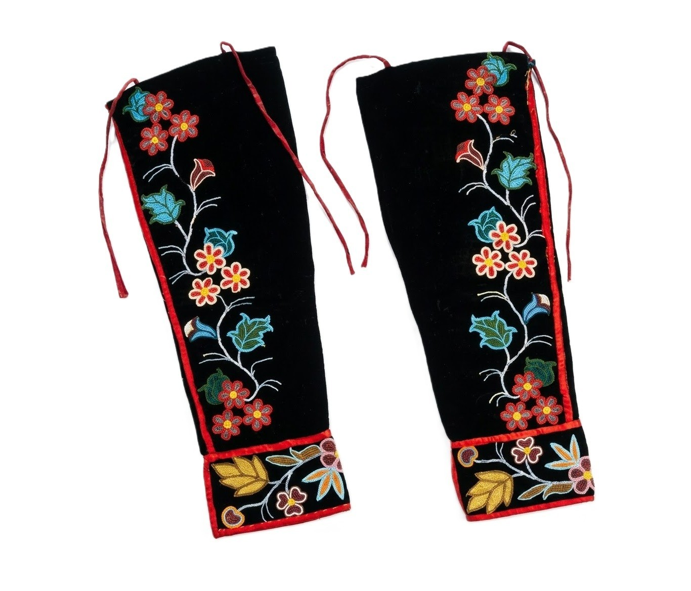 Handmade Beaded Black Wool Leggings For Woman for Powwow LG220 (Duty paid) Handmade Beaded Black Wool Leggings For Woman for Powwow LG220 (Duty paid)