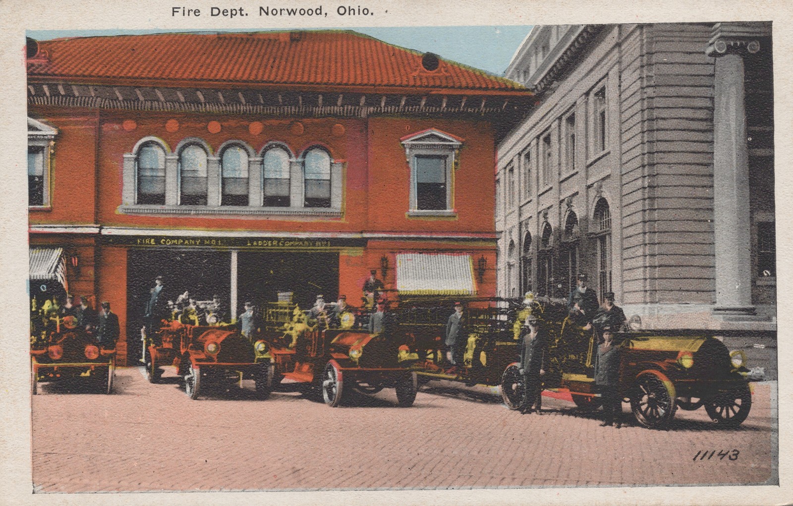 Fire Dept Norwood Ohio Postcard c1915 Motor Fire Engine Kraemer Art Co