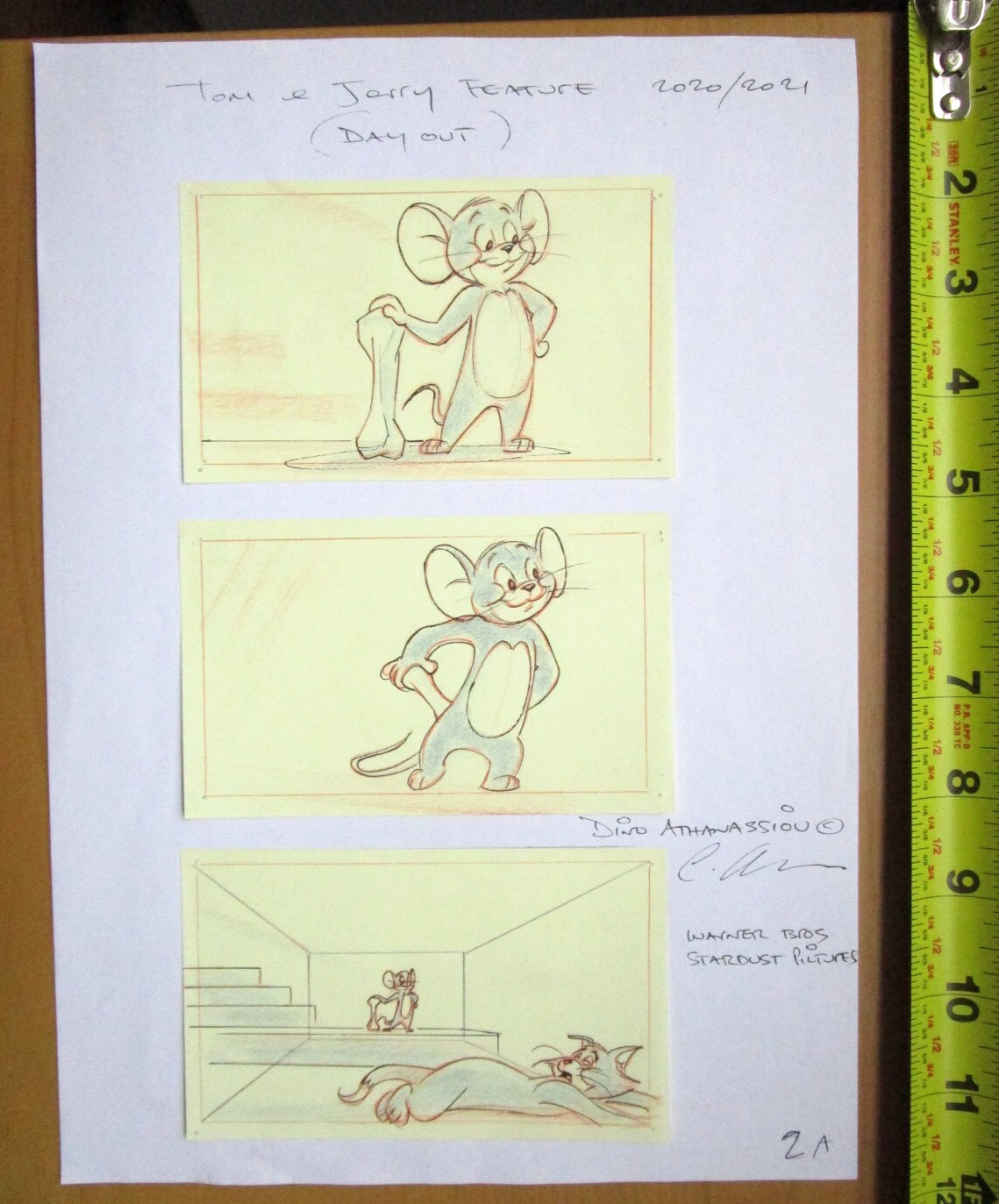 1993 SIGNED TOM JERRY ORIGINAL PRODUCTION STORYBOARD cel DRAWING cat mouse 1993 SIGNED TOM JERRY ORIGINAL PRODUCTION STORYBOARD cel DRAWING cat mouse