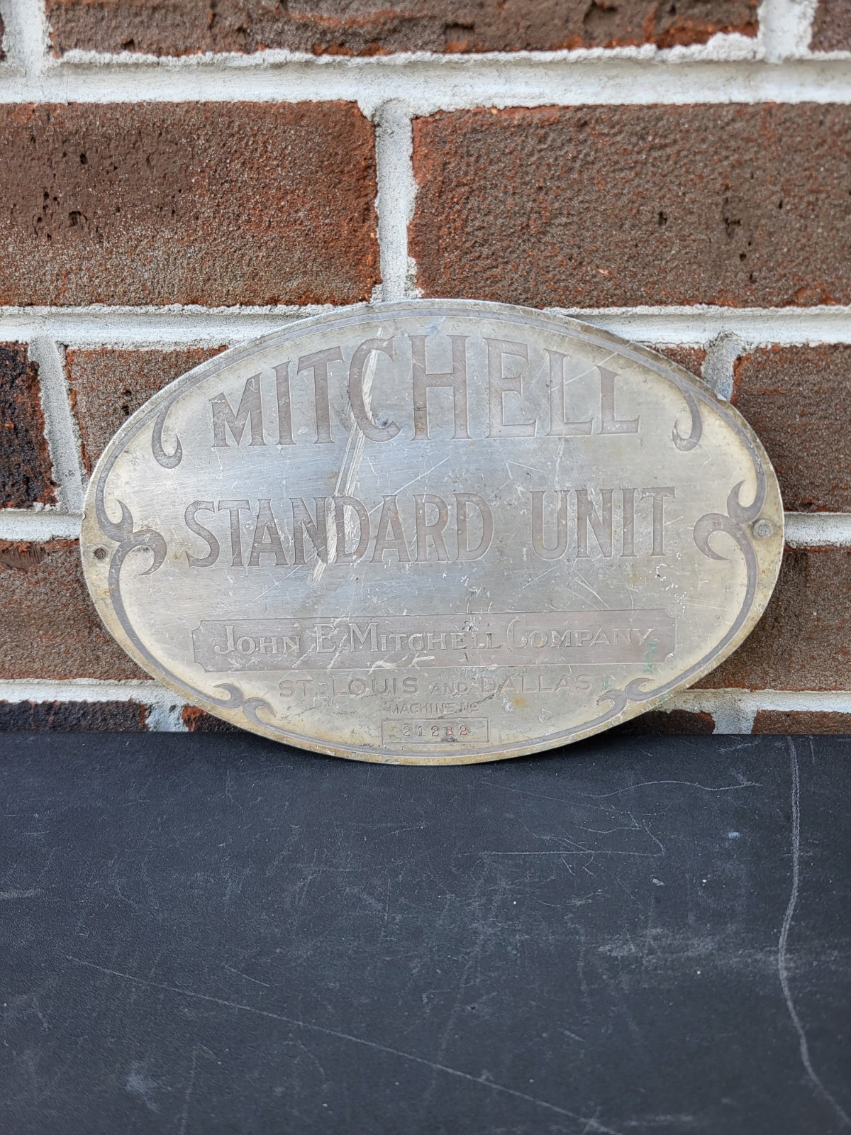 Vintage John E. Mitchell Co Standard Unit Cotton Gin Nameplate Data Plate 