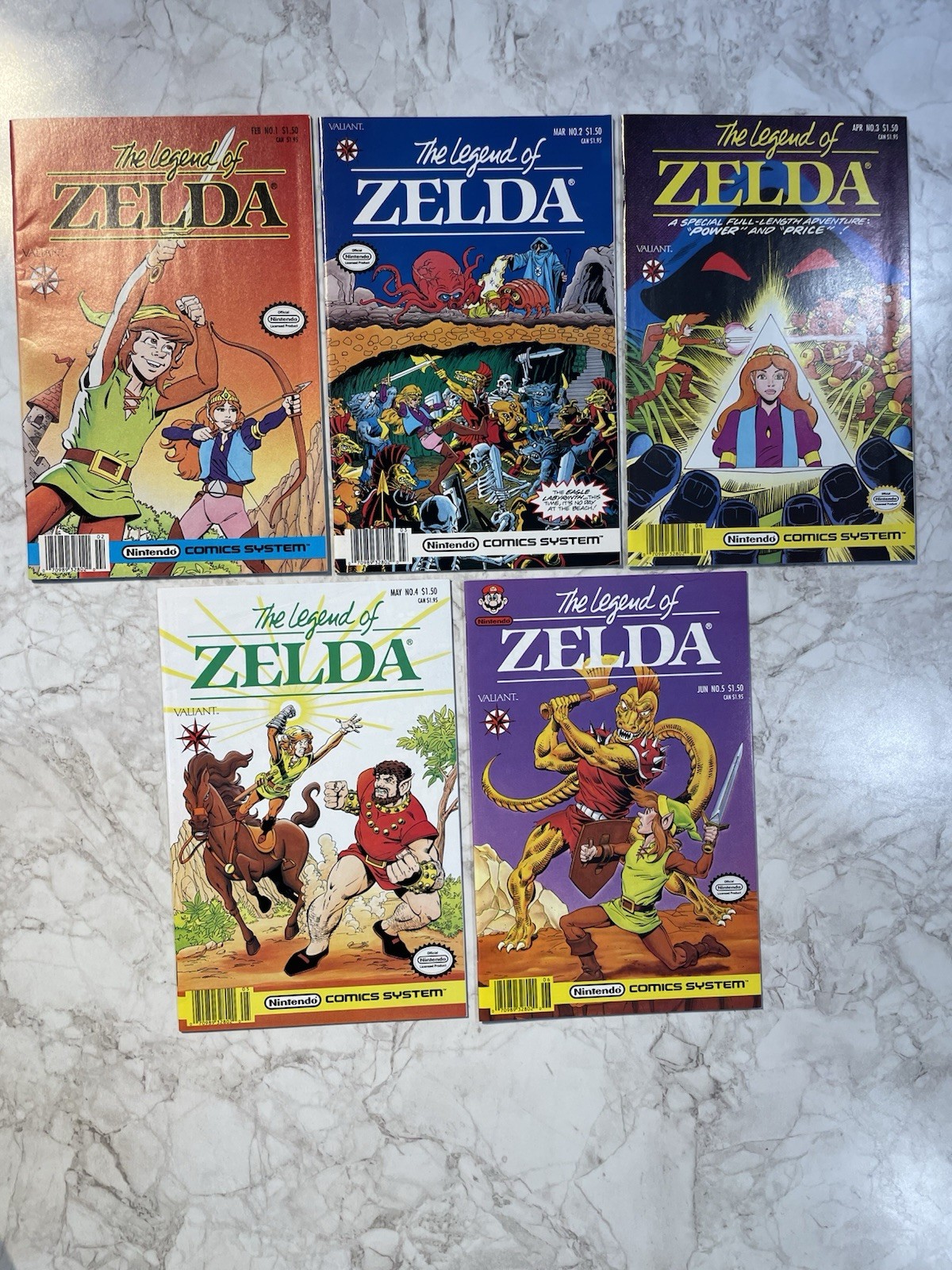 Legend of Zelda #1-5 Complete Set 1991 Valiant Nintendo Comics Newsstand version Legend of Zelda #1-5 Complete Set 1991 Valiant Nintendo Comics Newsstand version