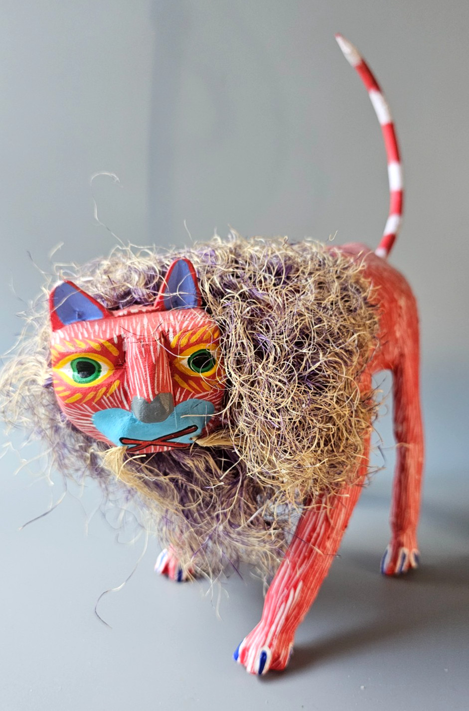 Hand-Carved Copal Wood LION Alebrije Oaxacan Sculpture Signed Hand-Carved Copal Wood LION Alebrije Oaxacan Sculpture Signed