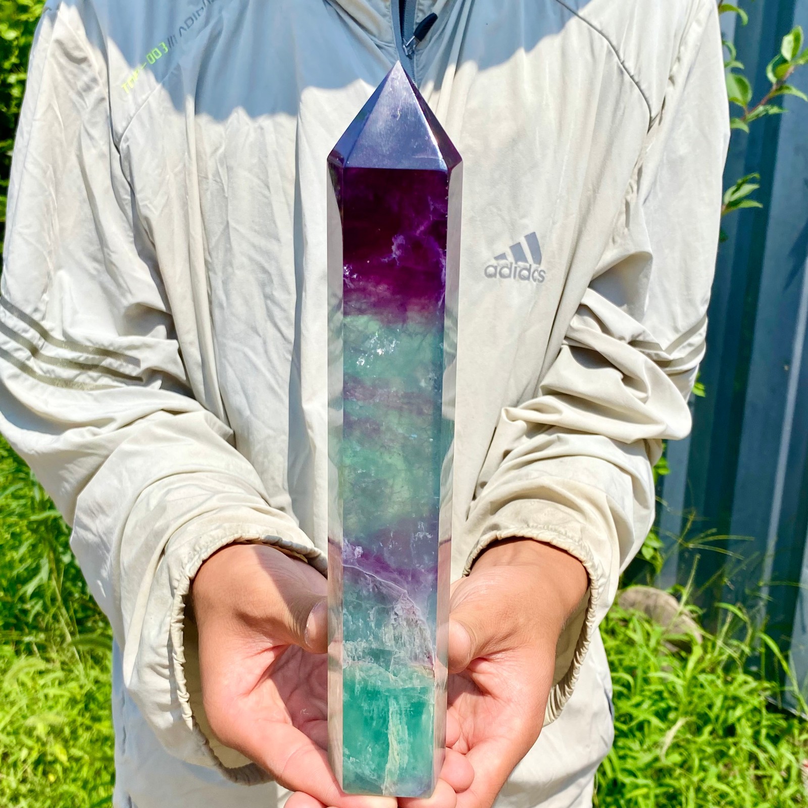 2.66LB Natural Fluorite Crystal Column Magic Wand Obelisk Point Earth Healing 2.66LB Natural Fluorite Crystal Column Magic Wand Obelisk Point Earth Healing