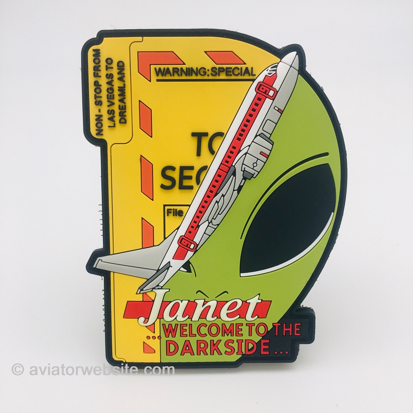 JANET Airlines Patch "TOP SECRET" Boeing 737 -  PVC Morale Patch w/ Hook&Loop