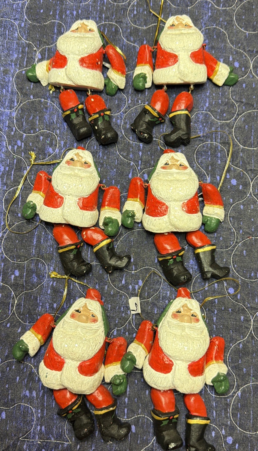 Rare Vintage 1995 House of Hatten HOH Jointed Santa Claus Ornaments Lot of 6 Rare Vintage 1995 House of Hatten HOH Jointed Santa Claus Ornaments Lot of 6
