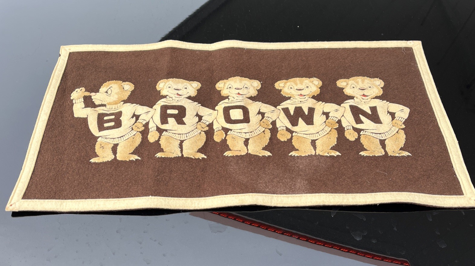 RARE Vintage 1950s Brown University Bears Mascot Felt Banner Flag Collegiate