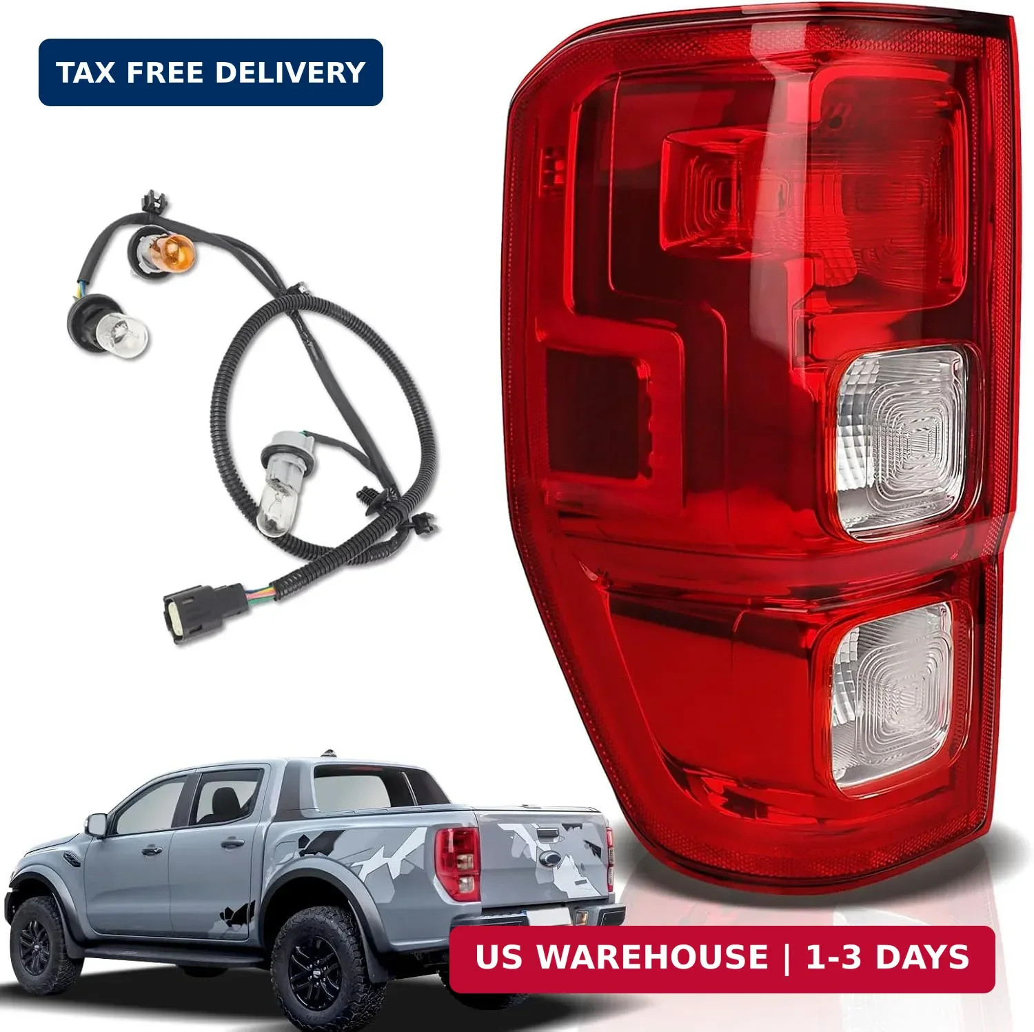 Halogen Tail Lights For 2019-2023 Ford Ranger XL Left Driver | Rear Brake Lights Halogen Tail Lights For 2019-2023 Ford Ranger XL Left Driver | Rear Brake Lights