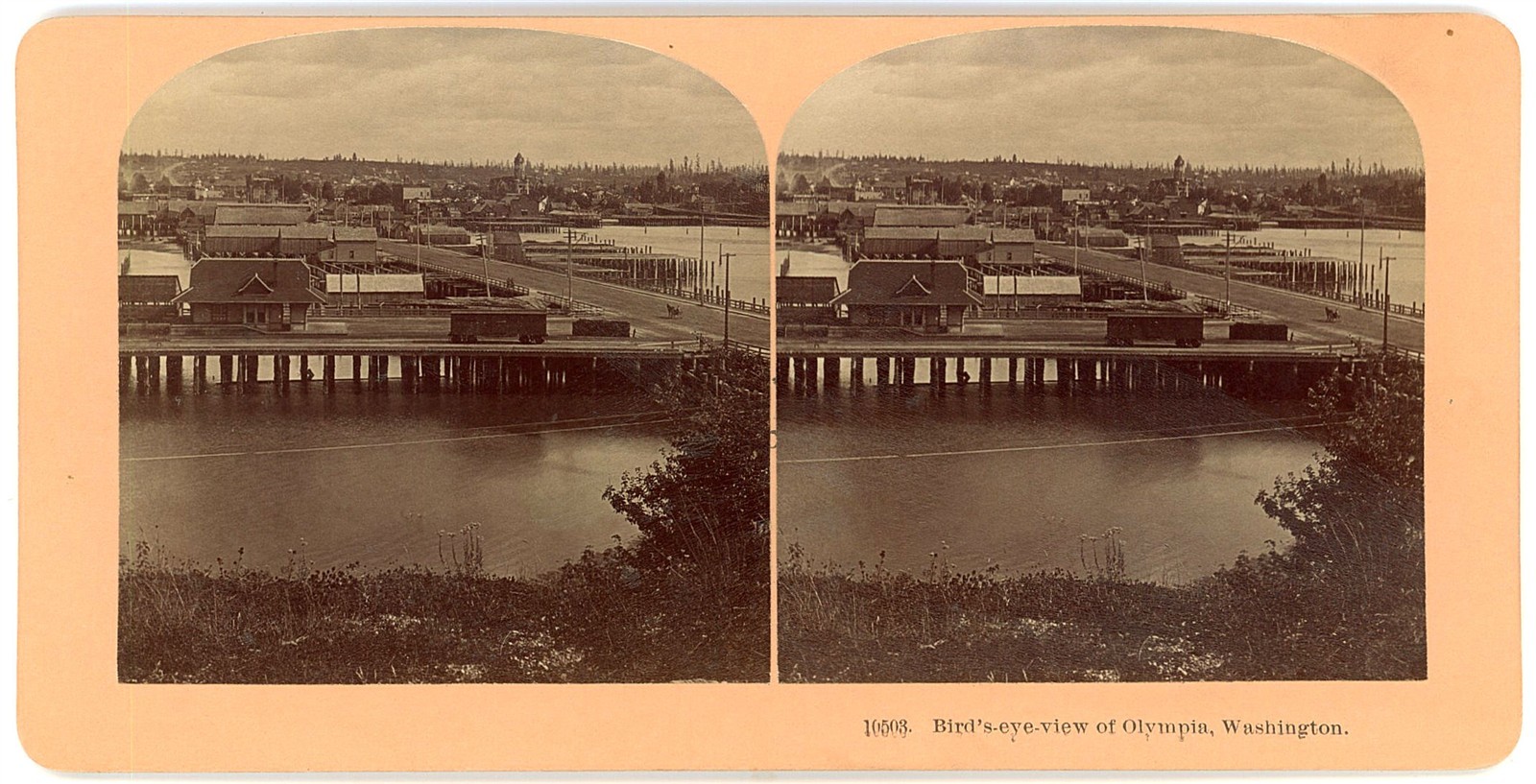 WASHINGTON STEREOVIEW - Olympia Panorama - BW Kilburn 1900s RARE
