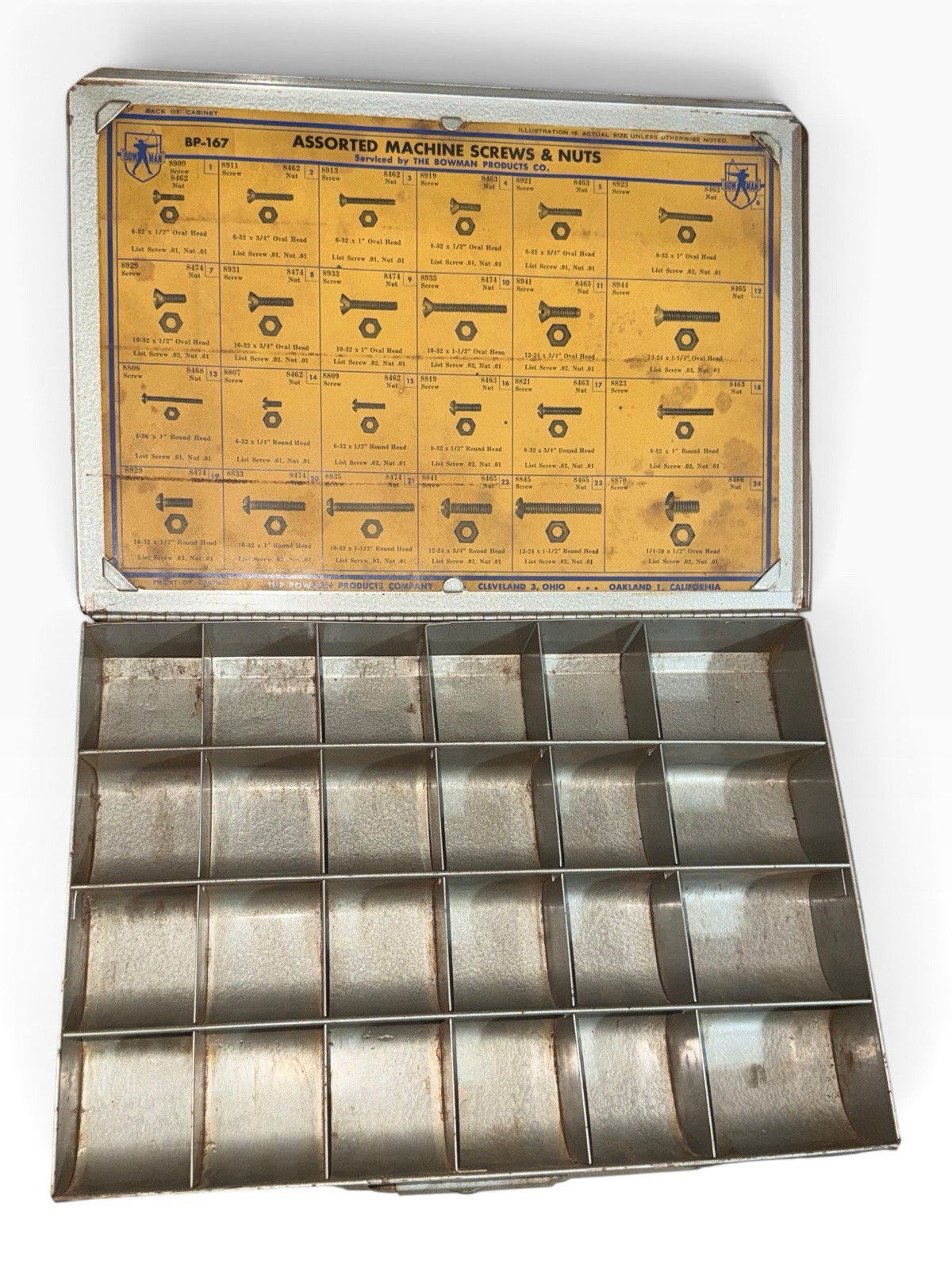 Vintage Bowman Products BP-167 Machine Screw Nut Metal Parts Organizer Cabinet Vintage Bowman Products BP-167 Machine Screw Nut Metal Parts Organizer Cabinet