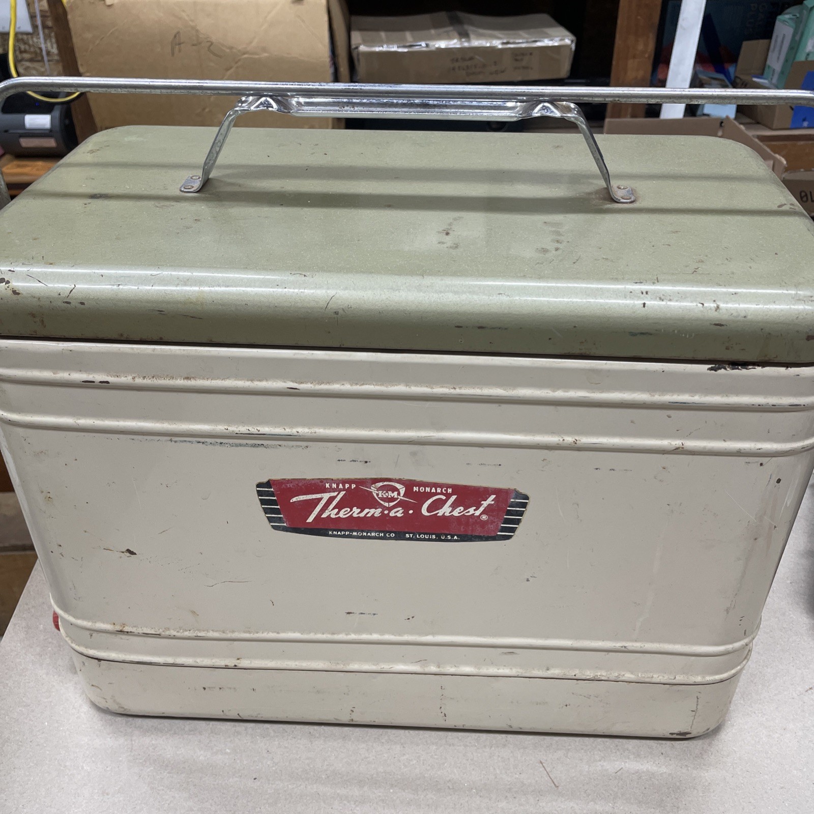 Vintage Knapp Monarch St. Louis Therm-a-Chest Picnic Cooler Original Plug Vintage Knapp Monarch St. Louis Therm-a-Chest Picnic Cooler Original Plug