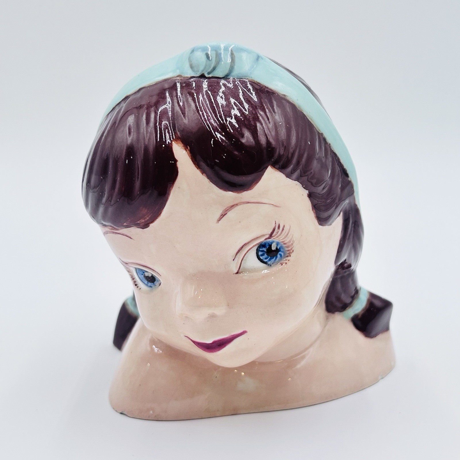 Vintage HTF RARE 1950s Girl Face Head Decor Signed Karen Headband Pony Tails Vintage HTF RARE 1950s Girl Face Head Decor Signed Karen Headband Pony Tails