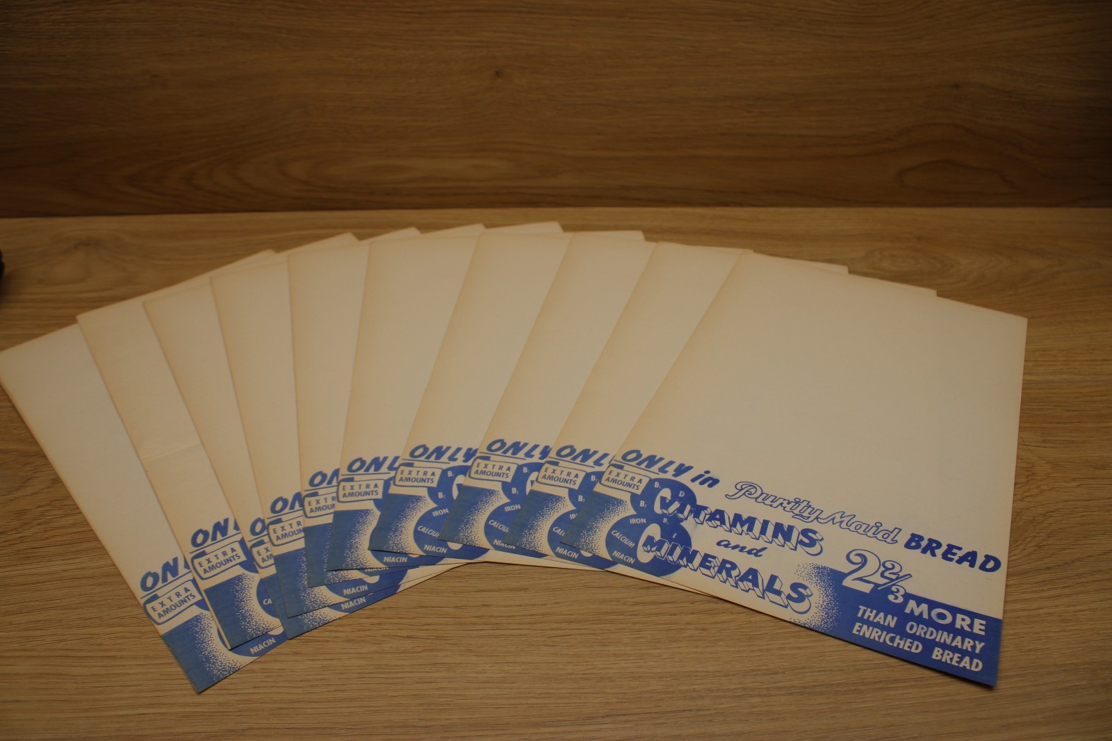 Lot of 10 Vintage Purity Maid Bread Paper Wrappers Advertising Blue White Lot of 10 Vintage Purity Maid Bread Paper Wrappers Advertising Blue White
