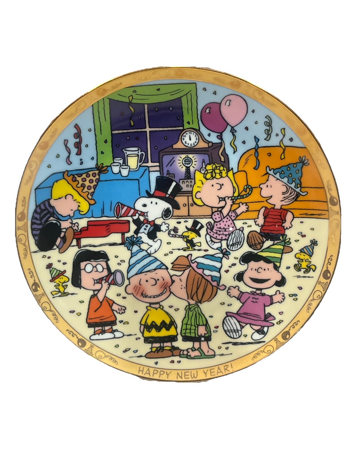 Limited Edition Danbury Mint Plate Happy New Year #A2144 Charlie Brown HTF Limited Edition Danbury Mint Plate Happy New Year #A2144 Charlie Brown HTF