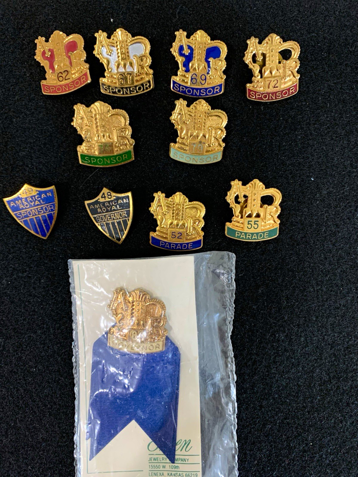 Vintage Kansas City American Royal  Sponsor/Governor/Parade Enamel Lapel Pins 
