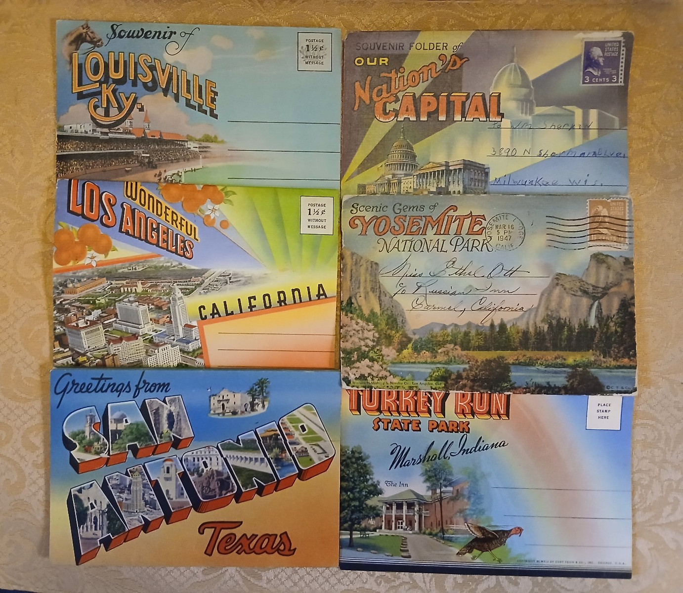Vintage US States Washington CA IN TX KY Yosemite Souvenir Postcard Folders Lot Vintage US States Washington CA IN TX KY Yosemite Souvenir Postcard Folders Lot