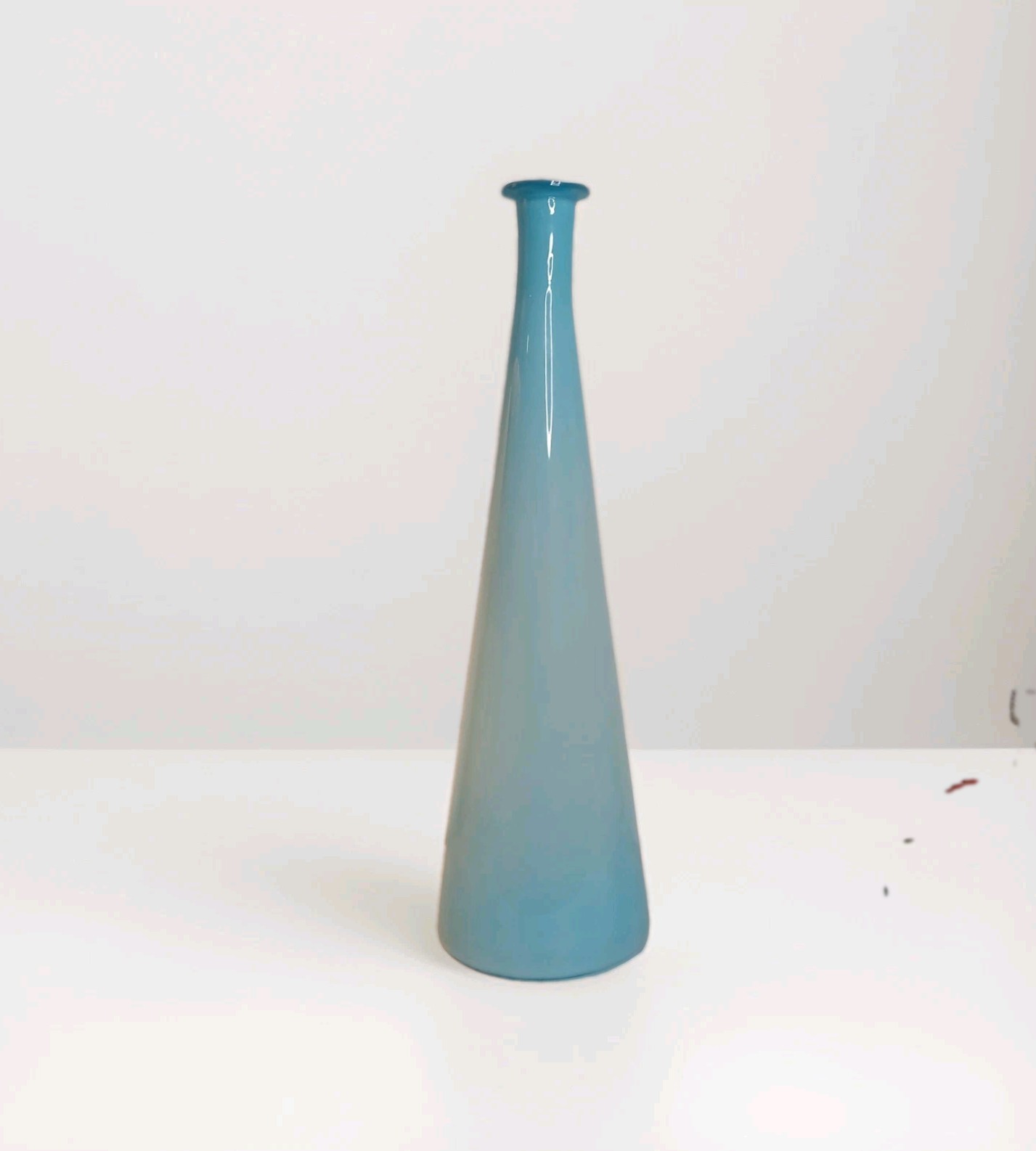 Vintage MCM  Italian Art  Empoli EPIC Sea Blue Glass Blue Vase 20" Mid Century 