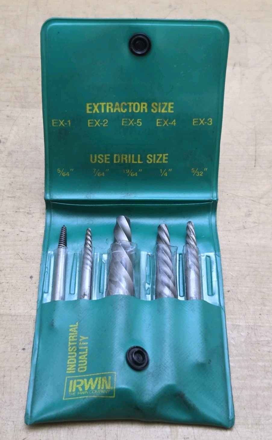 Vintage Irwin-Hanson 5 Piece #52435 Spiral Screw Extractor Set Made in USA