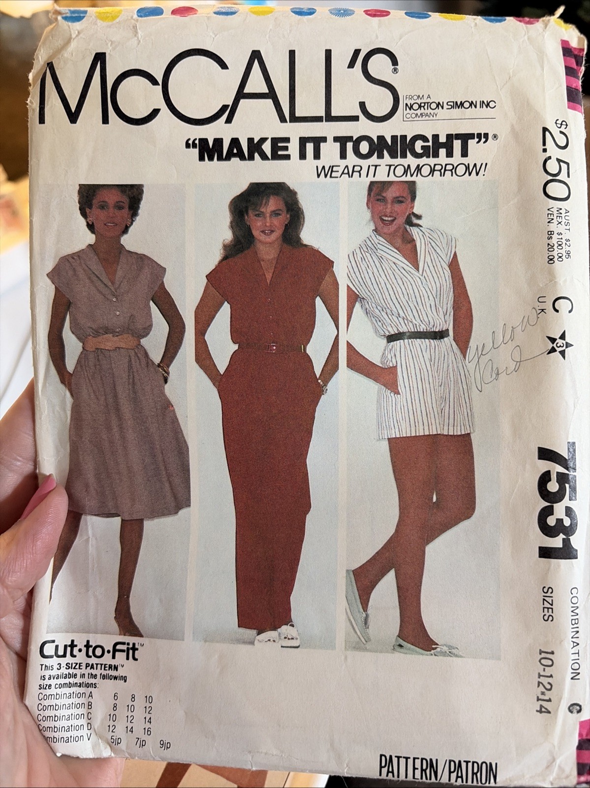 McCall's 7531 Size 10-14 Dress & Jumpsuit 1981 Cut Complete McCall's 7531 Size 10-14 Dress & Jumpsuit 1981 Cut Complete