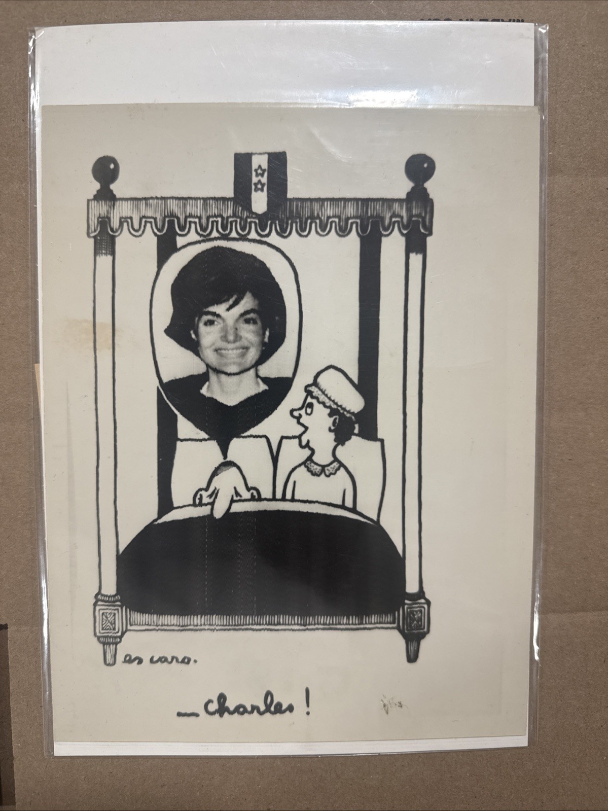 Rare Vintage Photo Jacqueline Kennedy Cartoon Showing French President De Gaulle Rare Vintage Photo Jacqueline Kennedy Cartoon Showing French President De Gaulle