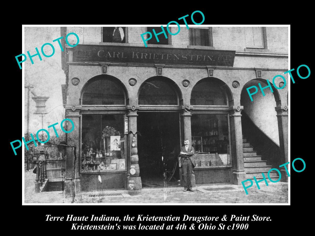 OLD LARGE HISTORIC PHOTO OF TERRE HAUTE INDIANA KRIETENSTEINS DRUG STORE c1900 OLD LARGE HISTORIC PHOTO OF TERRE HAUTE INDIANA KRIETENSTEINS DRUG STORE c1900