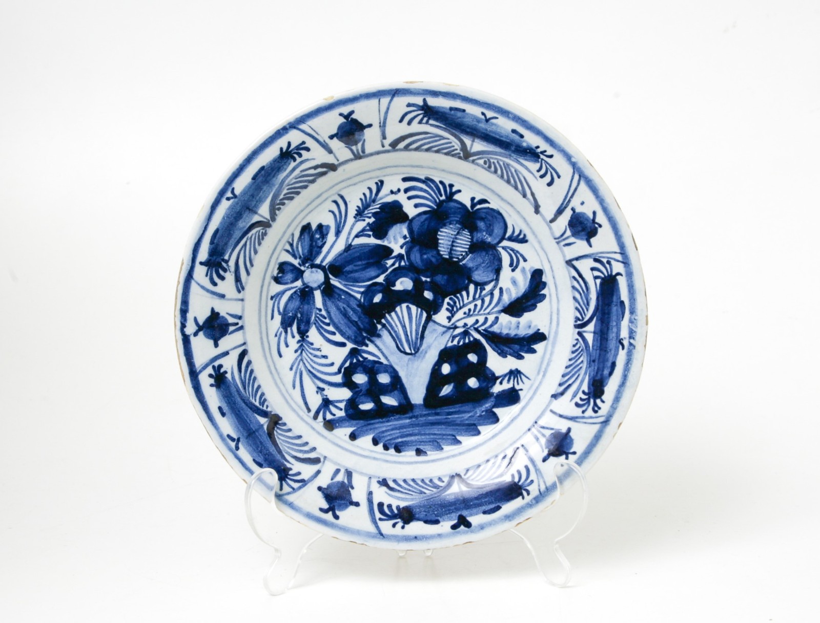 Antique Dutch Delft 18th century Floral Plate C. 1740-1760 Antique Dutch Delft 18th century Floral Plate C. 1740-1760