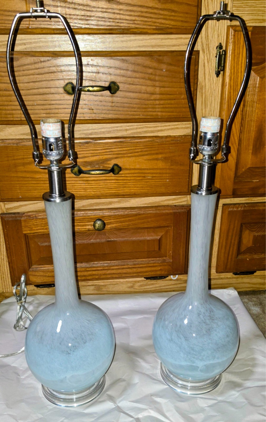Pair of Vintage Pier 1 Hand-blown Blue Glass Lamps Pair of Vintage Pier 1 Hand-blown Blue Glass Lamps