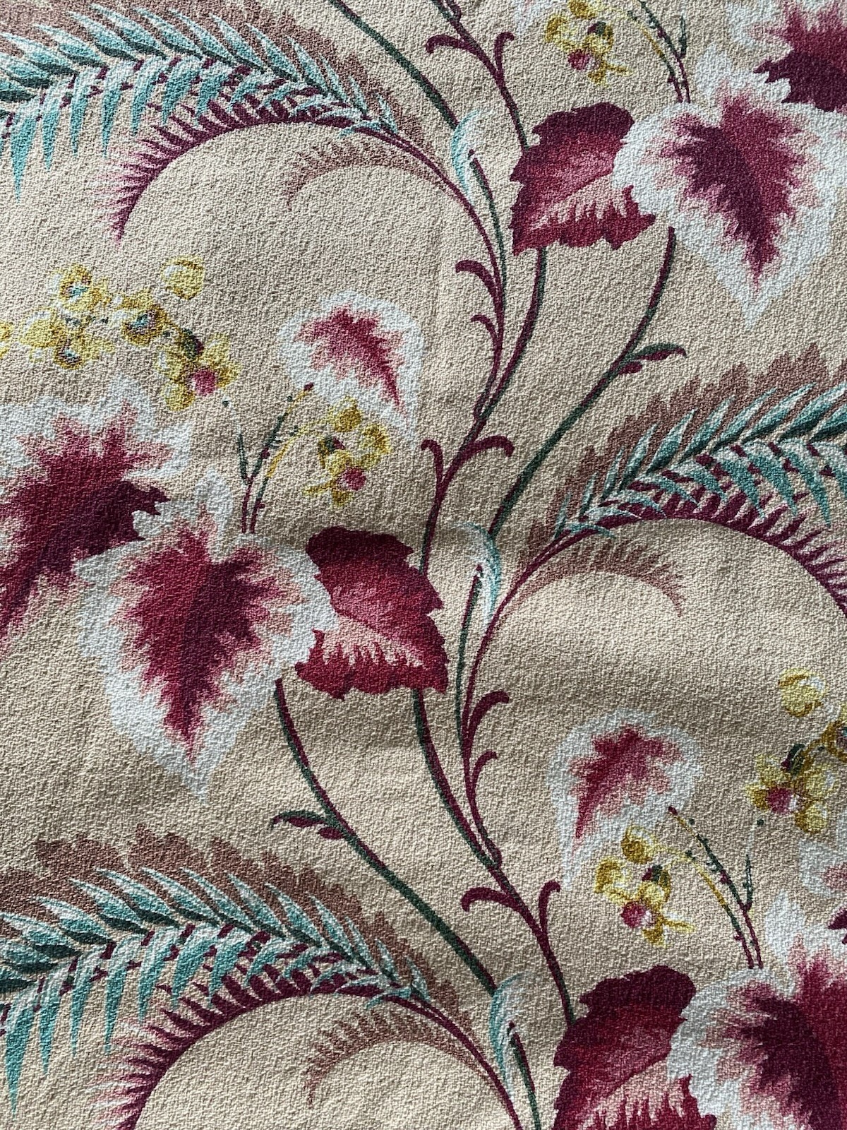 1940’s Begonia Leaves Hollywood MCM Barkcloth Vintage Fabric 22" x 80" curtain