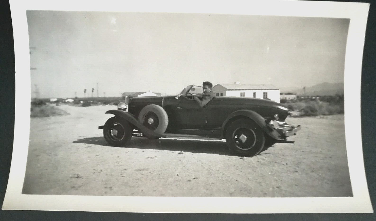 Vtg. 1940s Original Photo Man in 1931-3 Auburn Speedster Palm Springs