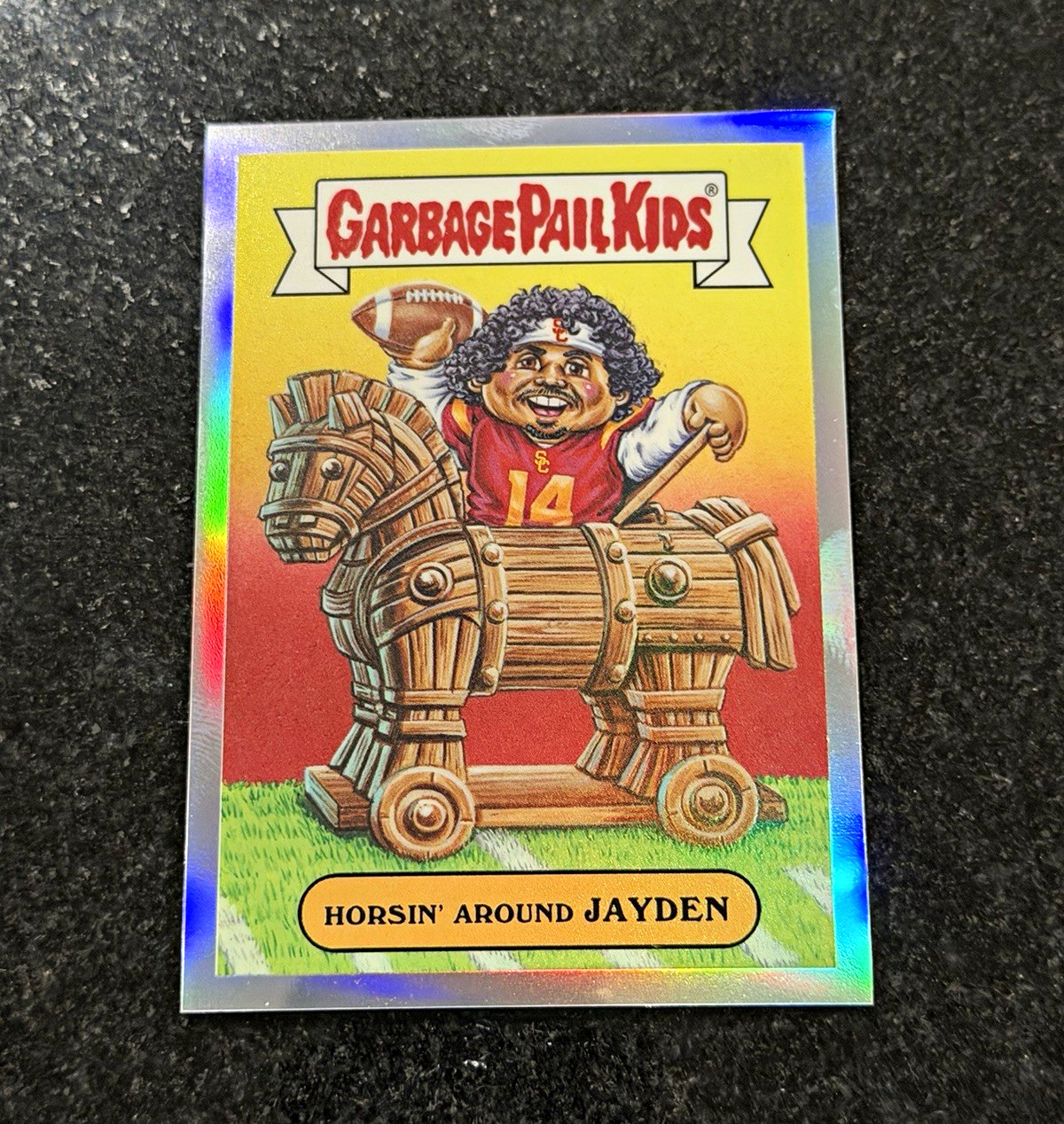 Topps 2026 Garbage Pail Kids Horsin' Around Jayden Maiava Refractor case hit ssp