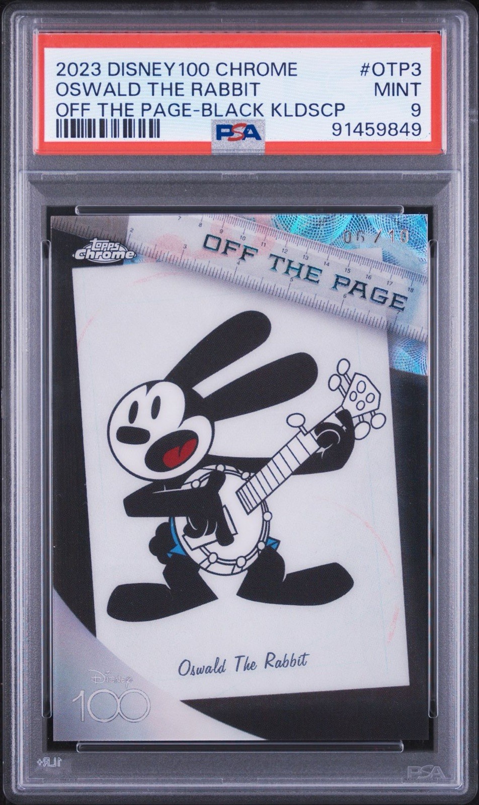 2023 Topps Chrome Disney 100 Off Page Oswald The Rabbit PSA 9 black /10 2023 Topps Chrome Disney 100 Off Page Oswald The Rabbit PSA 9 black /10