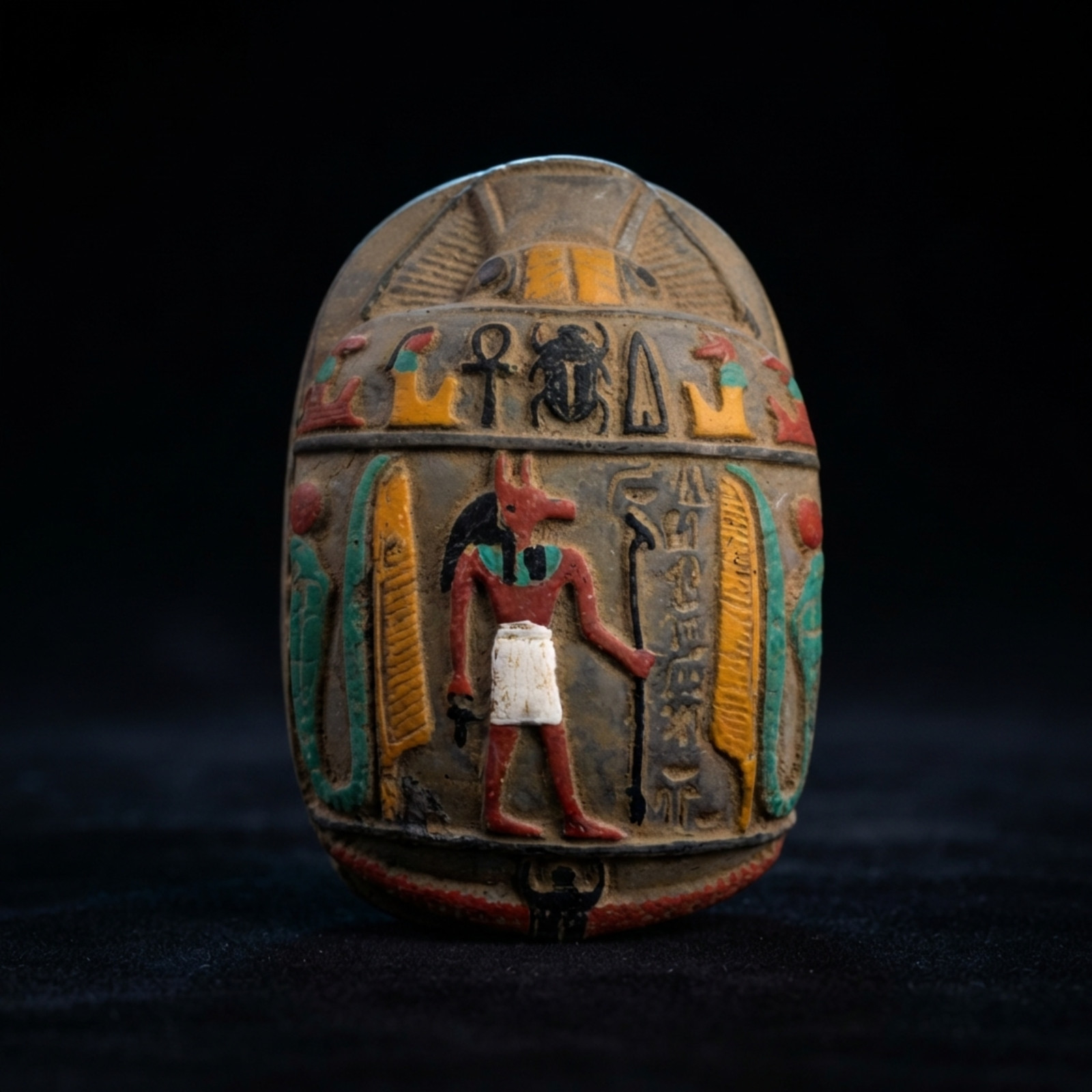HANDCRAFTED ANCIENT EGYPTIAN Scarab Amulet Anubis Figurine Hieroglyphics Statue HANDCRAFTED ANCIENT EGYPTIAN Scarab Amulet Anubis Figurine Hieroglyphics Statue
