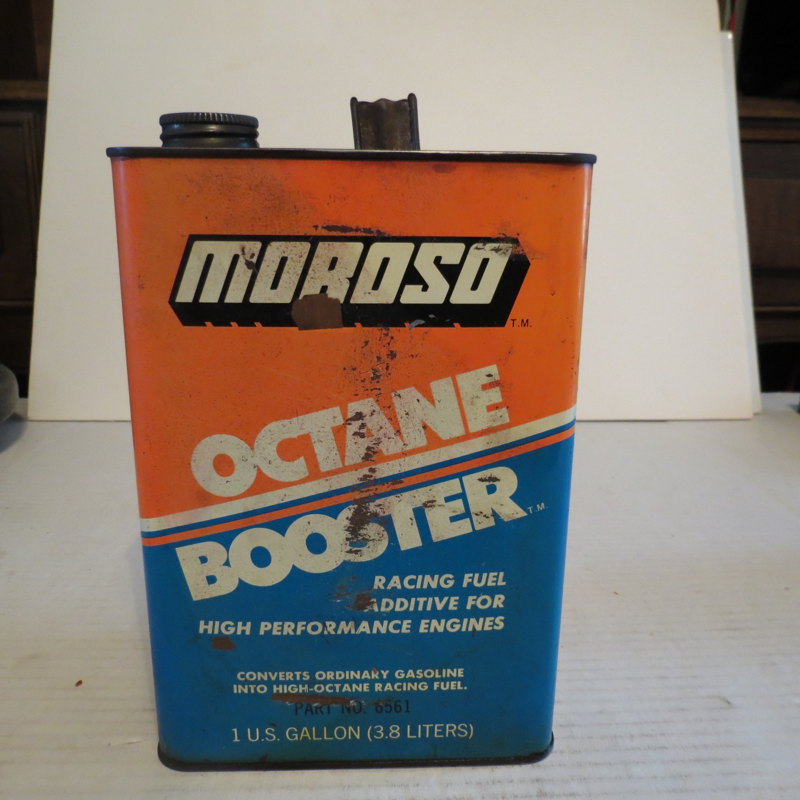 Rare & Vintage 1970's Moroso Octane Booster Racing Fuel Additive One Gallon Can Rare & Vintage 1970's Moroso Octane Booster Racing Fuel Additive One Gallon Can
