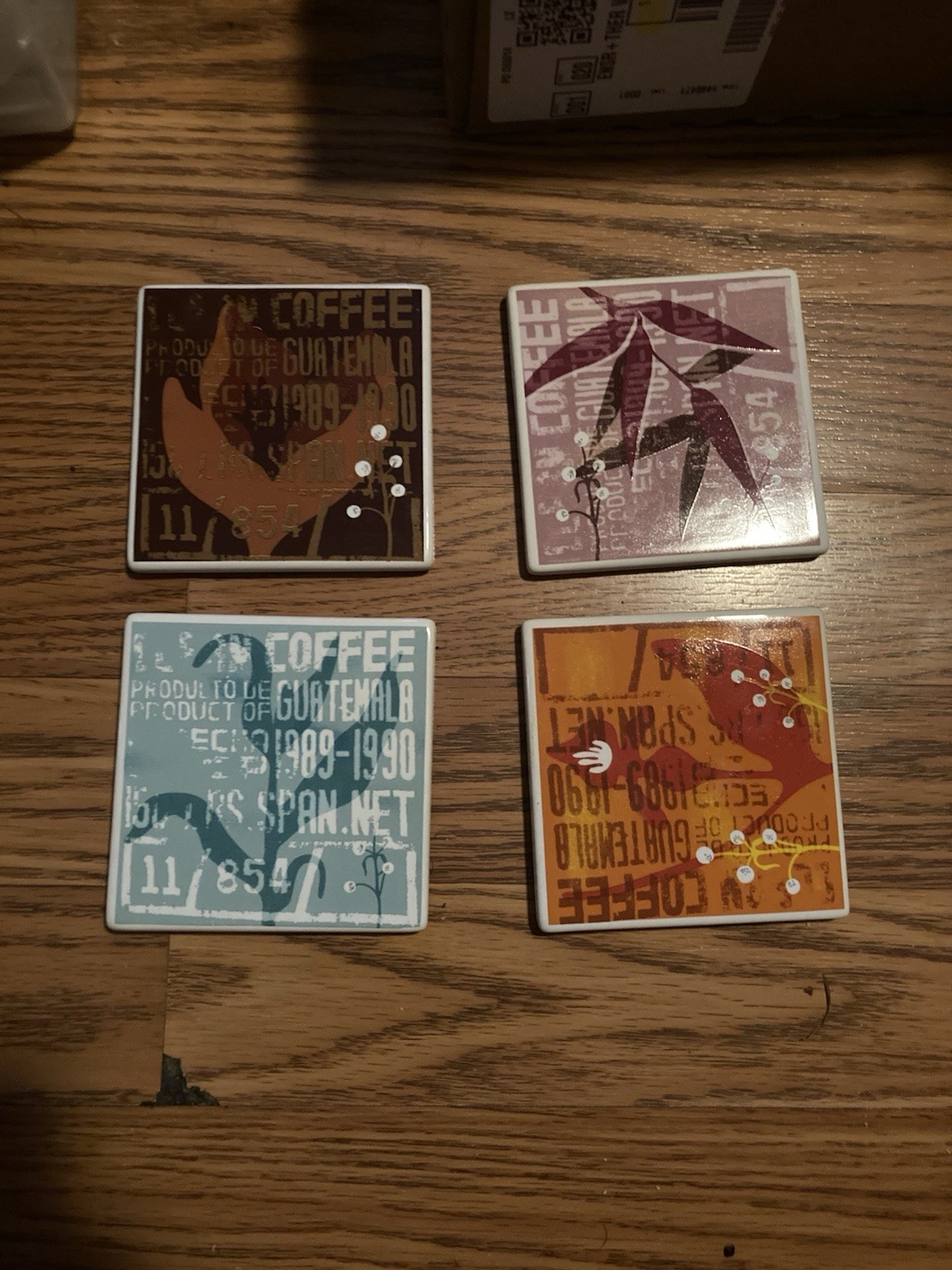 Vintage 2006 Starbucks Coffee Ceramic Graphic Print Coasters Set of 4 Vintage 2006 Starbucks Coffee Ceramic Graphic Print Coasters Set of 4