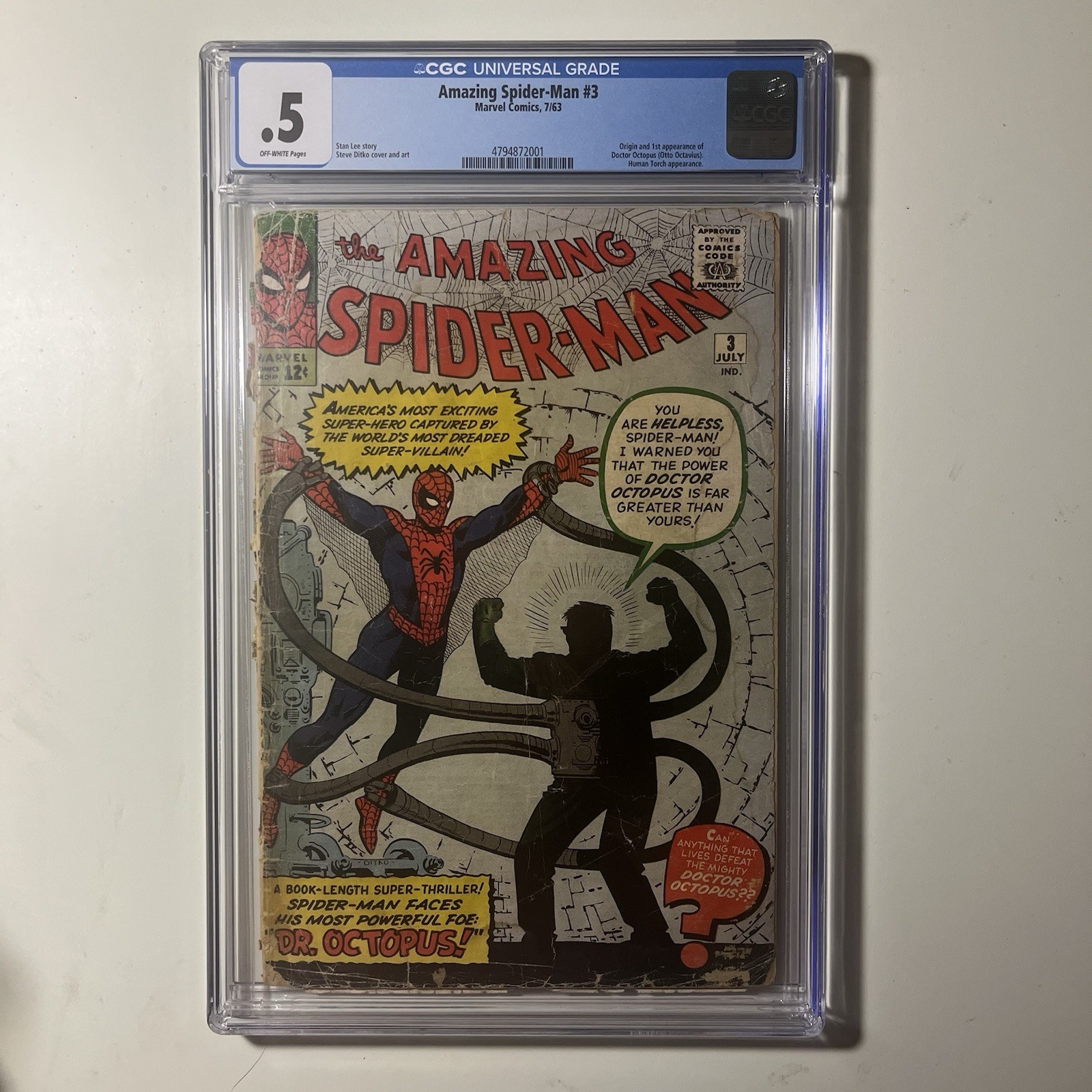 Amazing Spider-Man #3 CGC . 5 1st Doctor Octopus Marvel 1963 COMPLETE Universal Amazing Spider-Man #3 CGC . 5 1st Doctor Octopus Marvel 1963 COMPLETE Universal