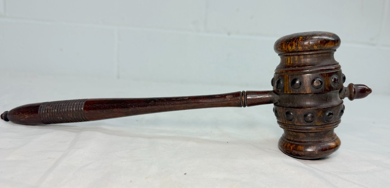 Rare antique 19th century handmade carved turned wood judge gavel hammer Rare antique 19th century handmade carved turned wood judge gavel hammer