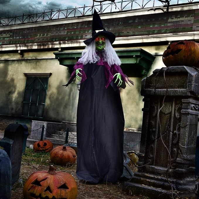 72" Hanging Animatronic Witch Halloween Decor Light Up Eyes Talking Scary Prop 72" Hanging Animatronic Witch Halloween Decor Light Up Eyes Talking Scary Prop